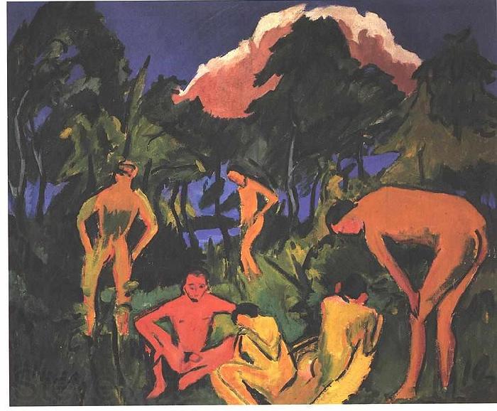 Ernst Ludwig Kirchner Nudes in the sun - Moritzburg